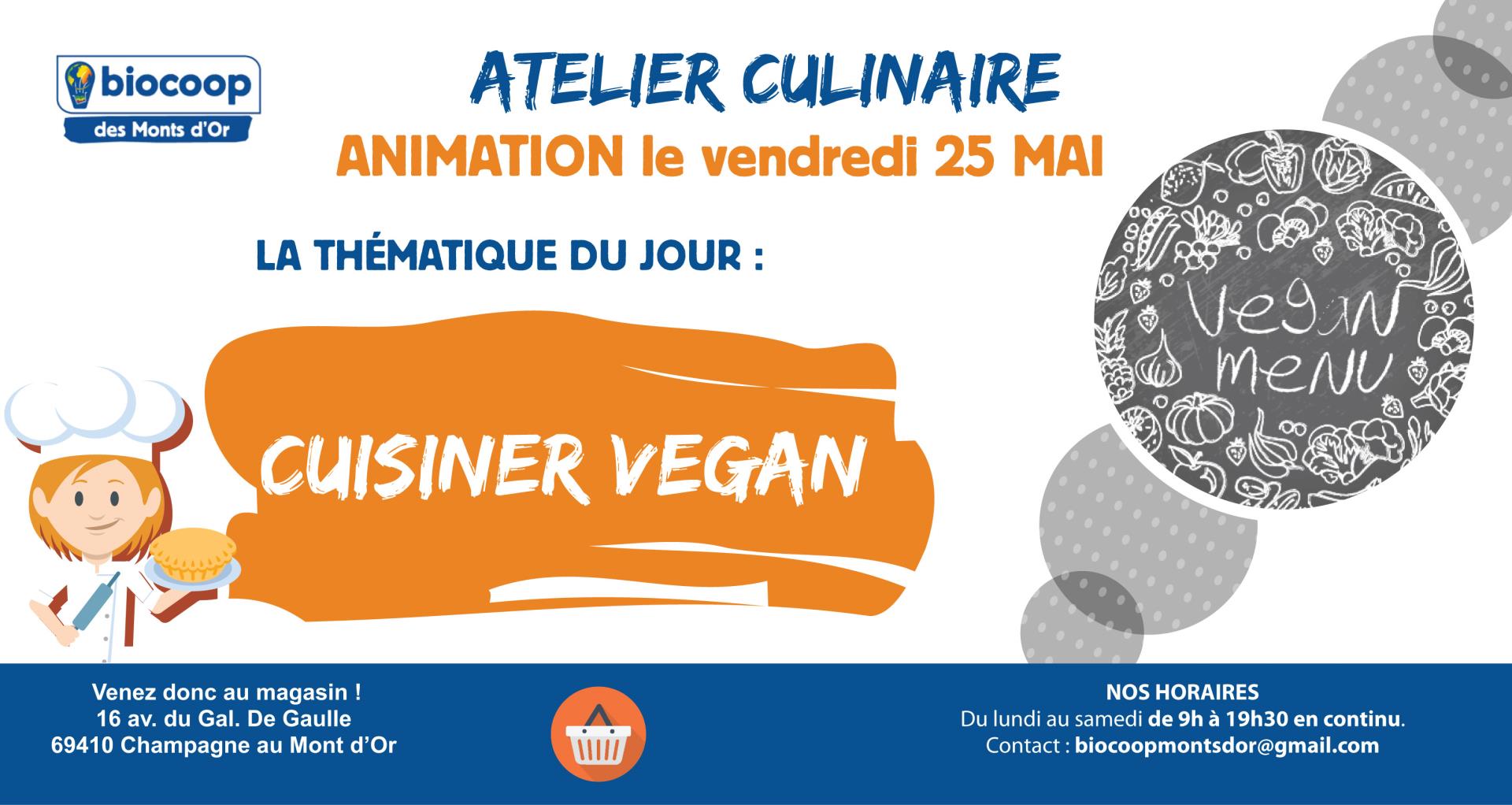 Atelier Vegan le 25 mai !