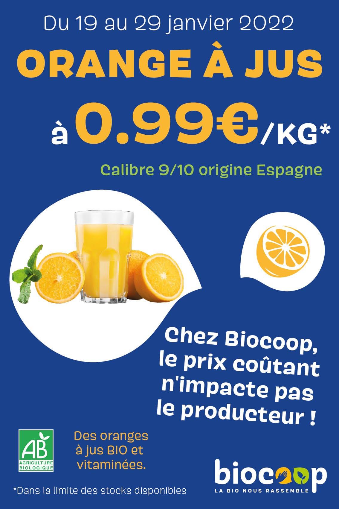 Du 19 au 29 Janvier 2022, venez profiter des Oranges à jus à 0,99€/kg.