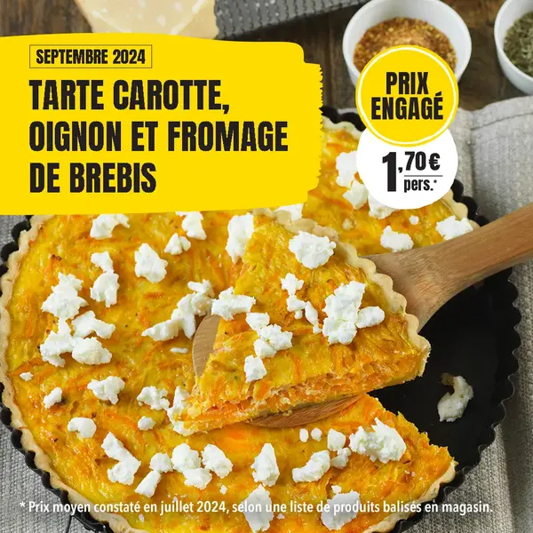 Tarte carotte, oignon et fromage de brebis  